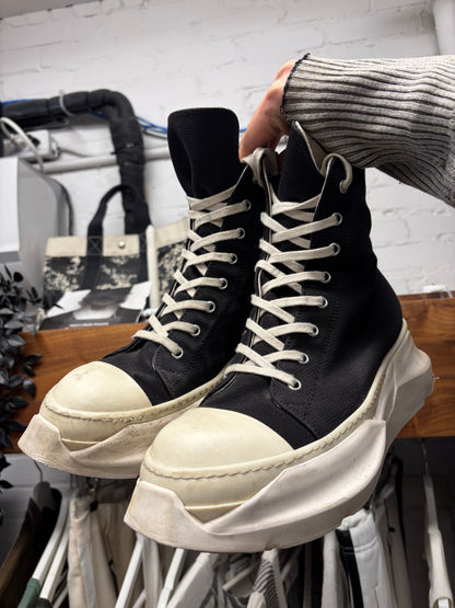 Rick Owens ‘Abstract Sole’ Black Canvas High Top Sneakers