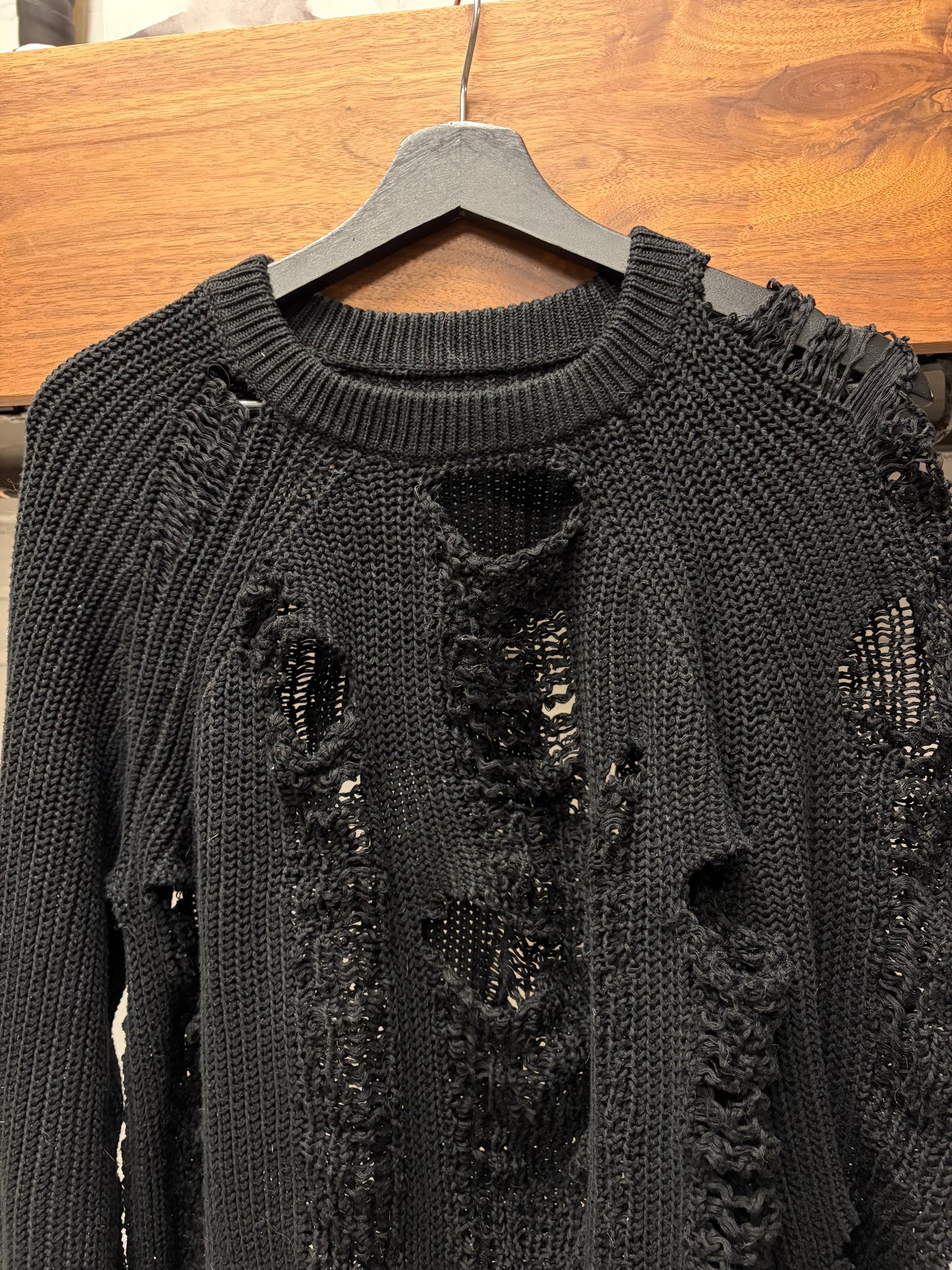 2022 Maison Margiela Loose Gauge Black Knit Sweater