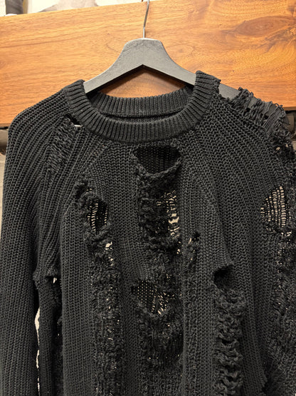 2022 Maison Margiela Loose Gauge Black Knit Sweater