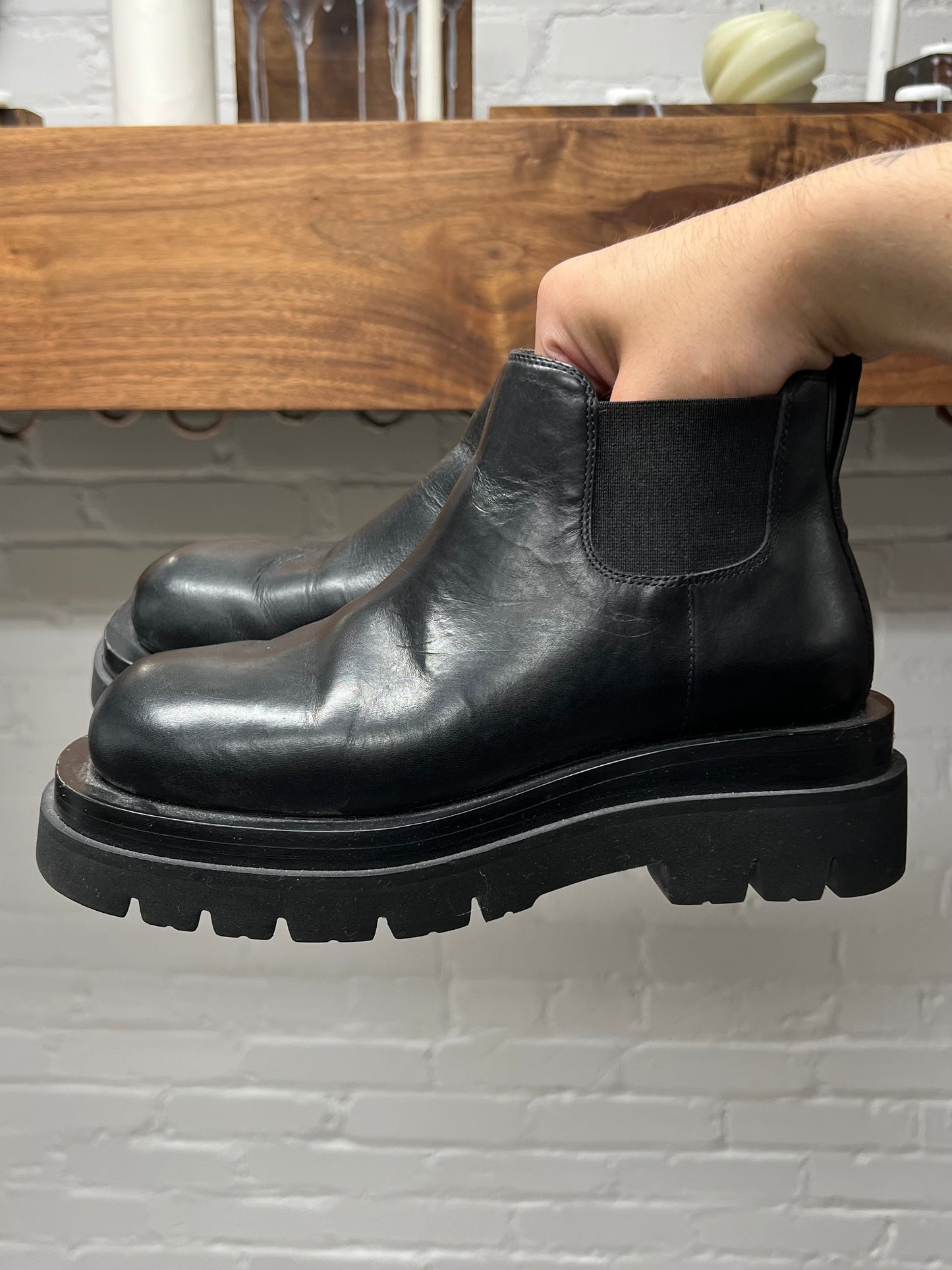 Bottega Veneta Black Leather Chelsea Boots