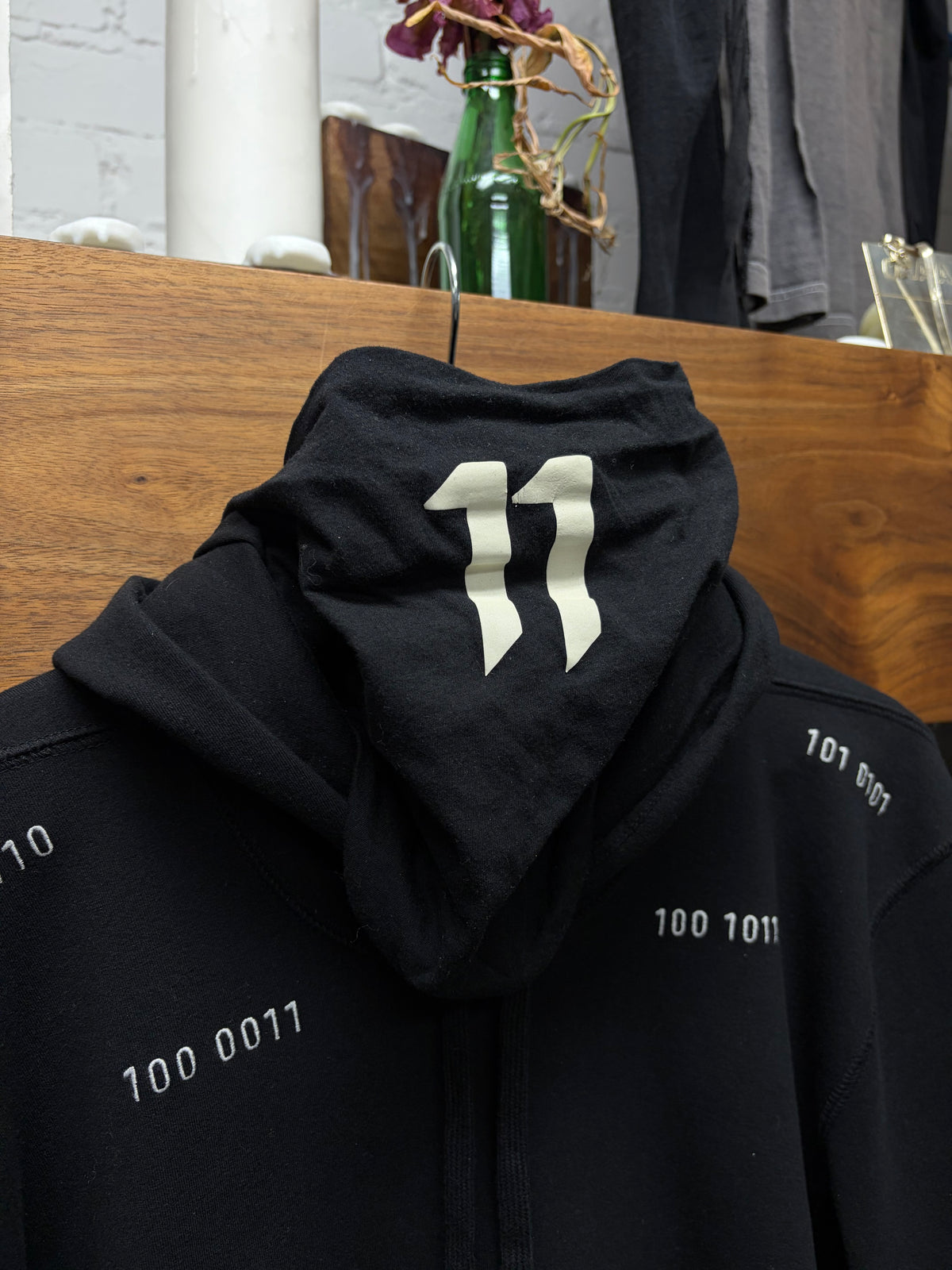 11 by Boris Bidjan Saberi ‘Code’ Embroidered Mask & Thumbhole Hoodie