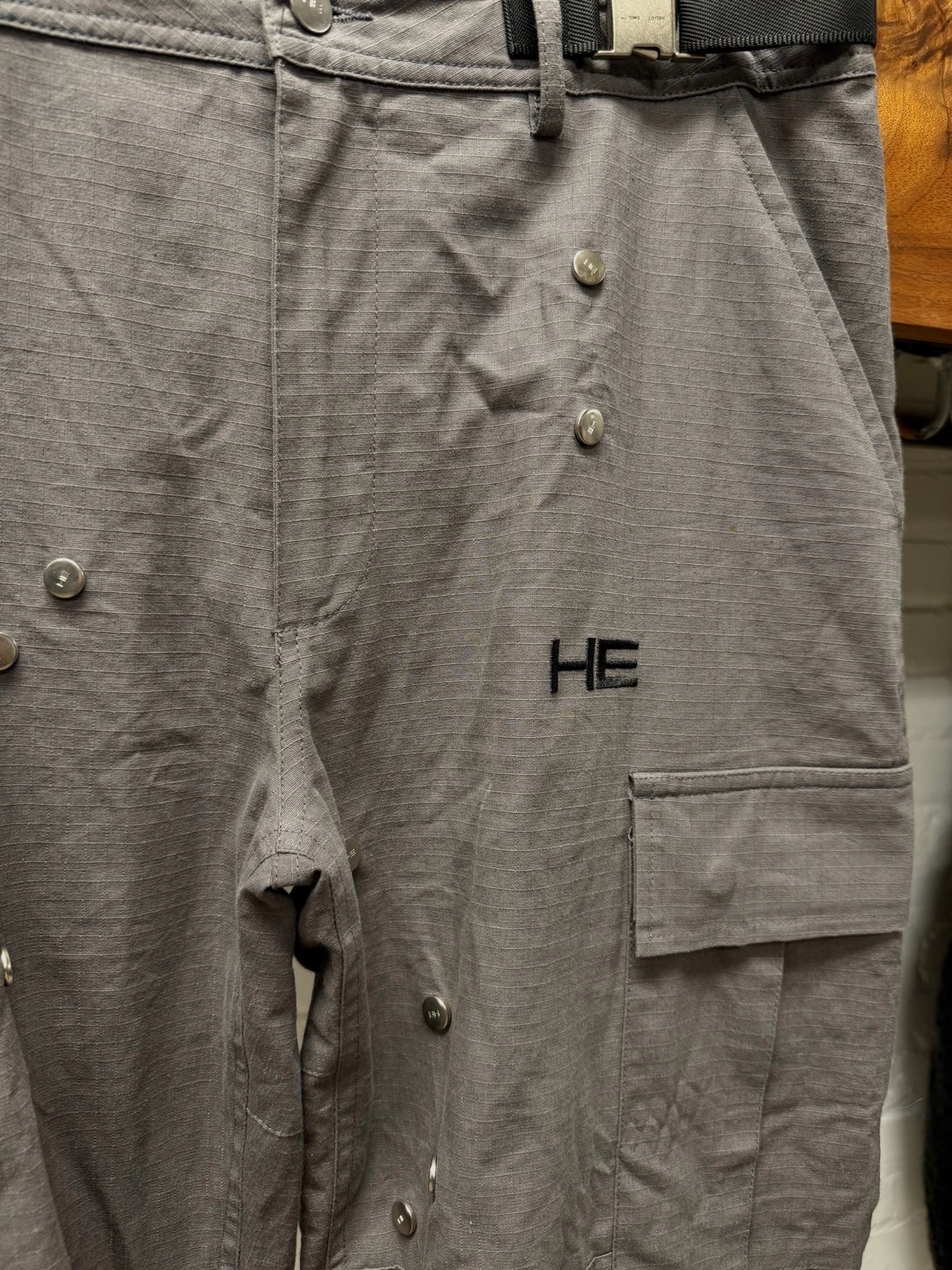 Heliot Emil Technical Grey Panelled Cargo Pants