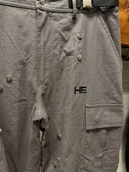Heliot Emil Technical Grey Panelled Cargo Pants