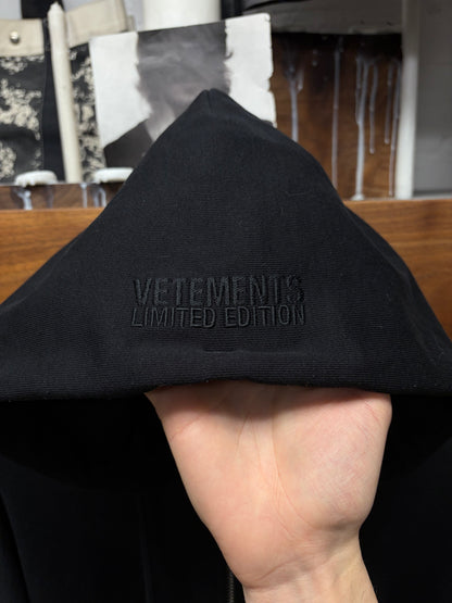 Vetements ‘Nametag’ Black Oversized Zip-Up Hoodie