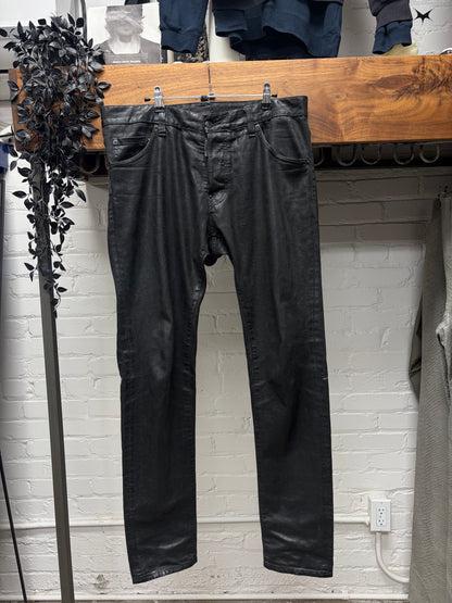 2000s Dsquared2 Studded Waxed Black Skinny Jeans