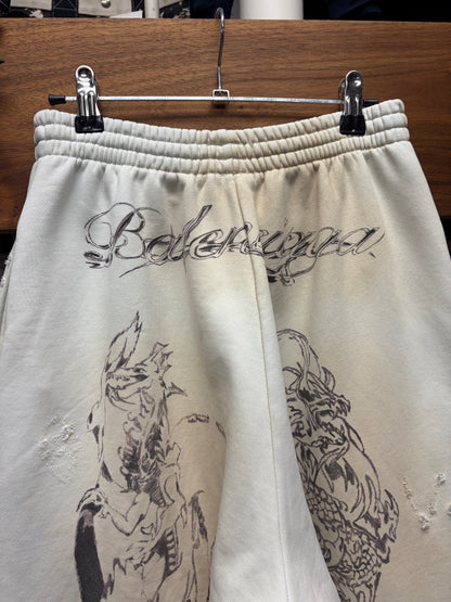 SS2024 Balenciaga ‘Tattoo’ Baggy Wide Cut Distressed Sweat Pants