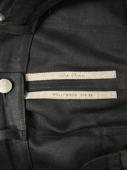 SS2025 Rick Owens ‘Hollywood’ Linen Straight Cut Black Trousers