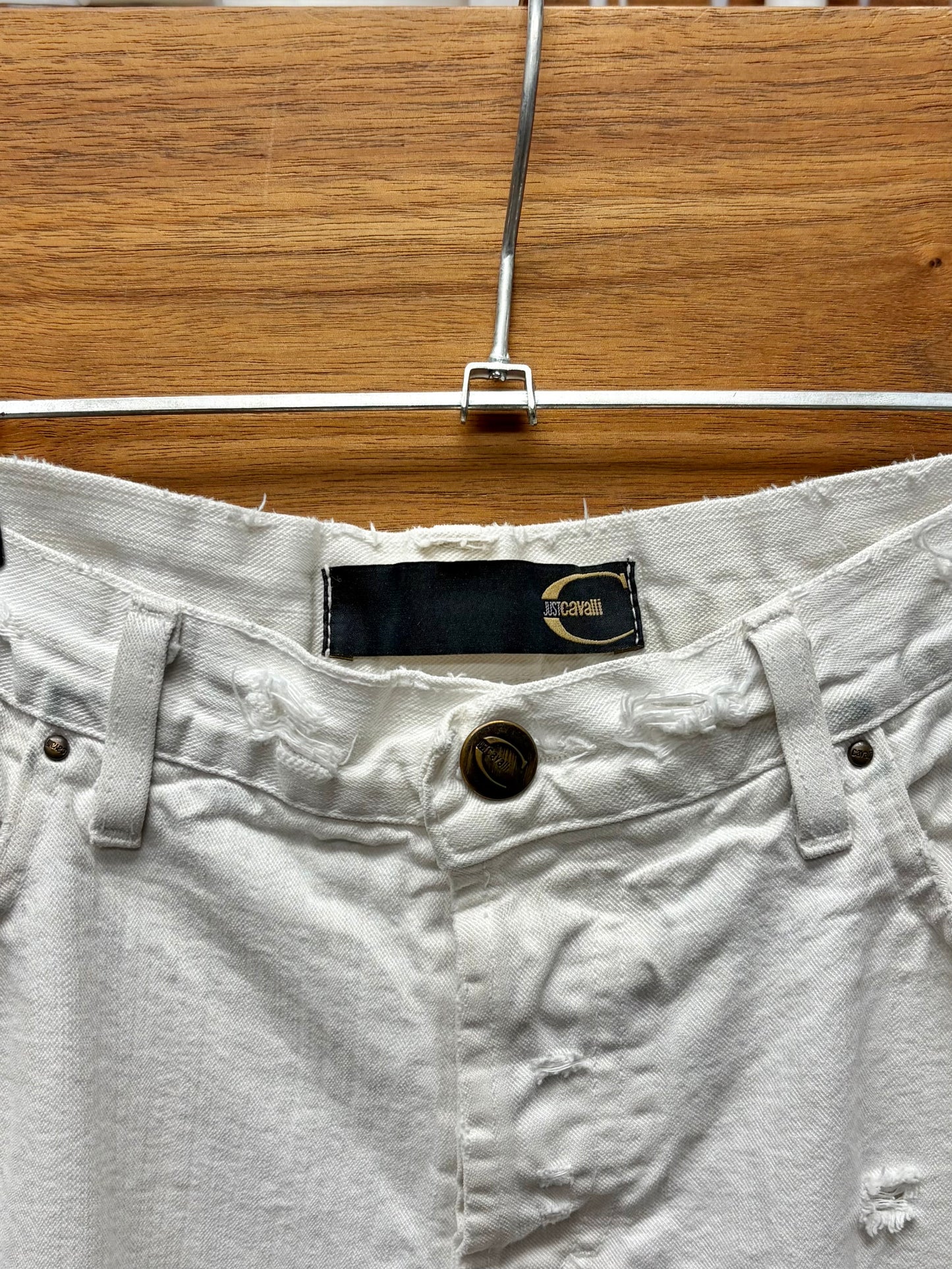 Roberto Cavalli ‘Cut/Slash/Pull’ Inspired White Skinny Jeans