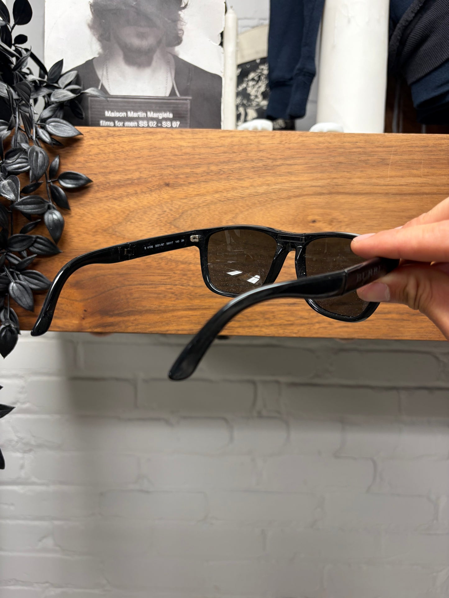 Burberry ‘Foldable’ Black Wayfarer Engraved Logo Sunglasses