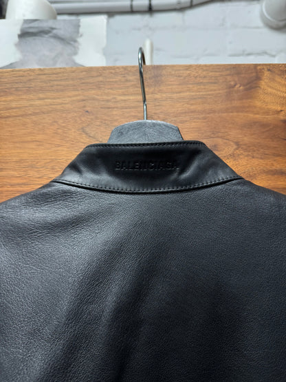 SS2025 Balenciaga Perforated Lambskin Leather Moto-Jacket