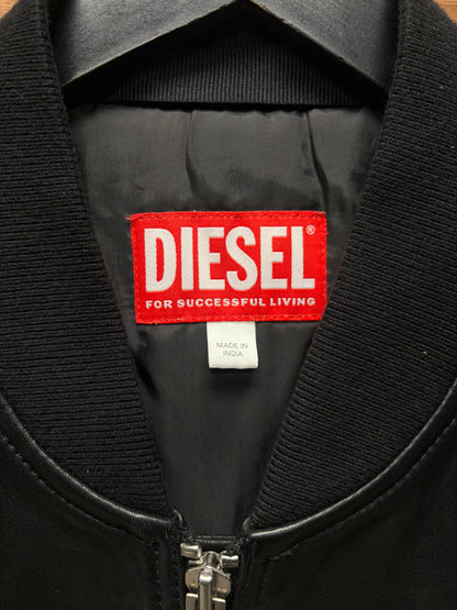 Diesel ‘L-Pritts’ Black Lambskin Leather Bomber Jacket