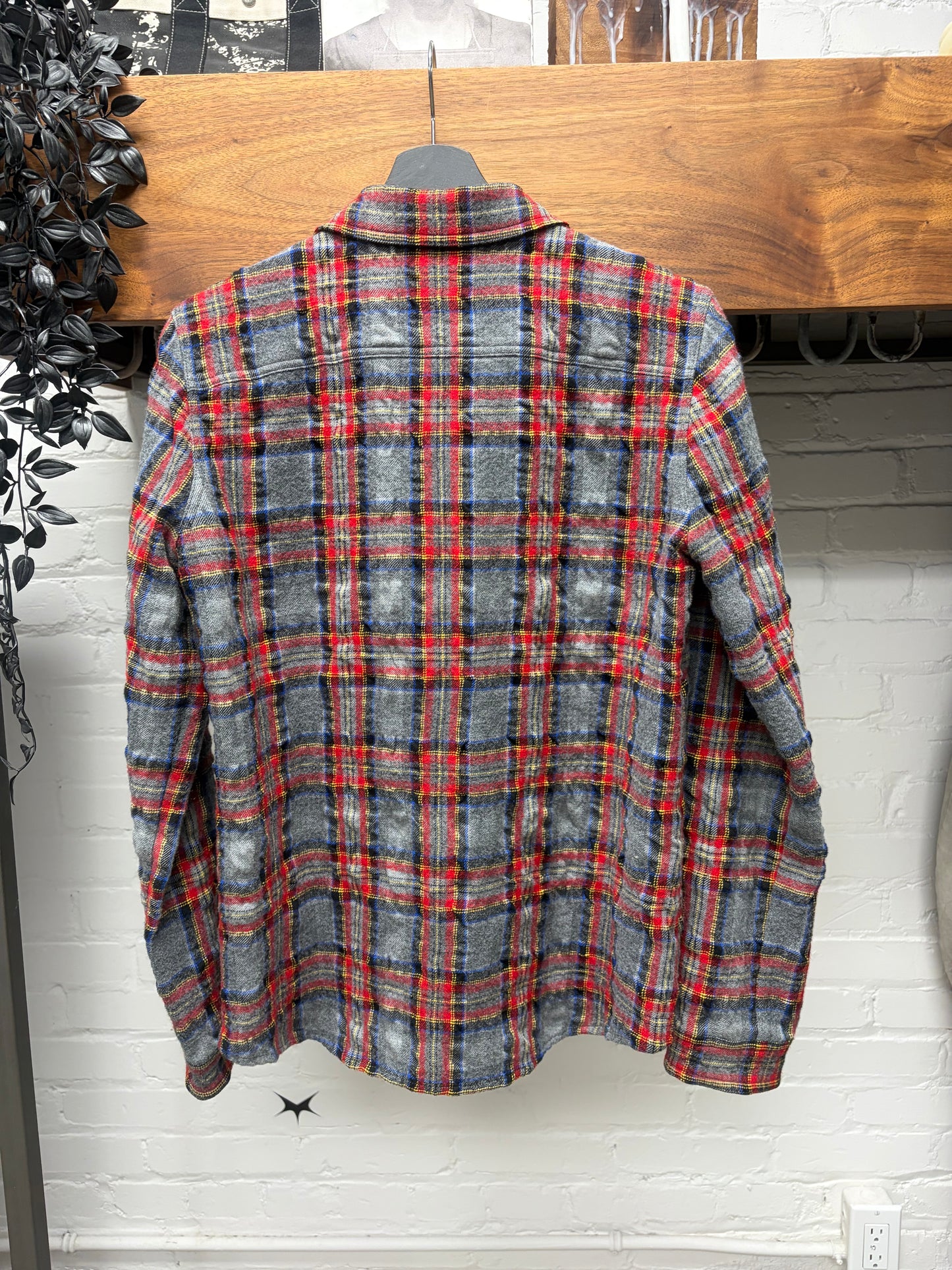 2021 Saint Laurent Plaid Wool Flannel Button Up Shirt