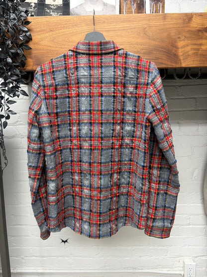 2021 Saint Laurent Plaid Wool Flannel Button Up Shirt