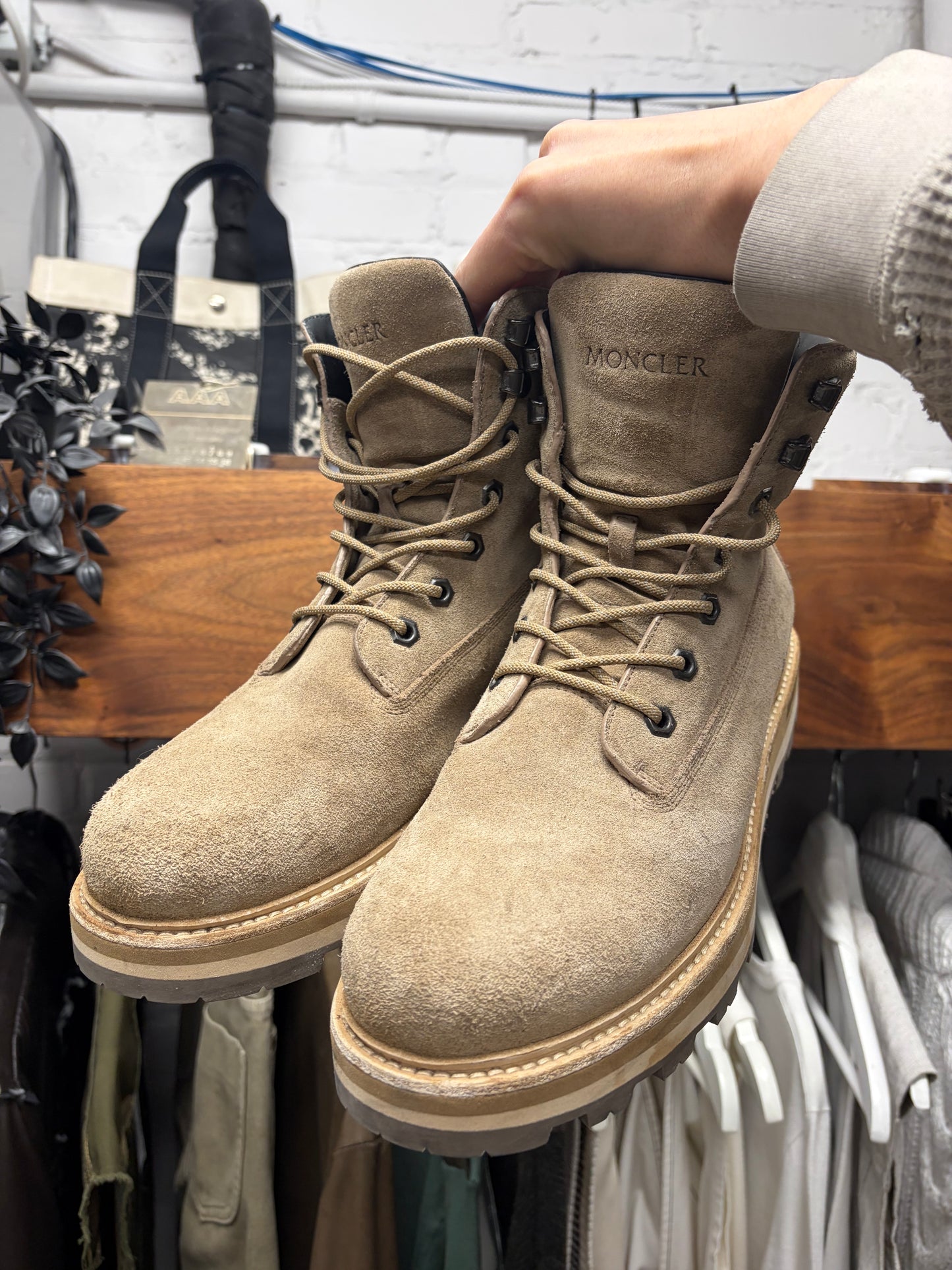 Moncler ‘Peka’ Brown Suede Hiking Boots