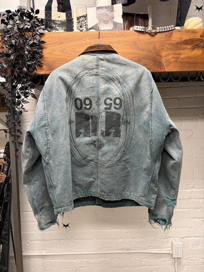 AW2024 Enfants Riches Deprimes ‘Memories’ Leather Trim Distressed Canvas Work Jacket