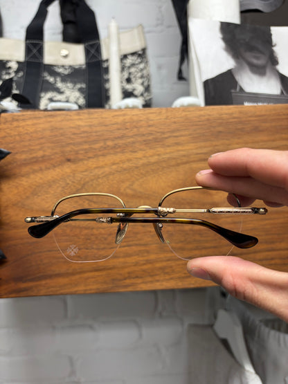 Chrome Hearts ‘Frosted’ 18K Gold Half Rim Glasses Frames