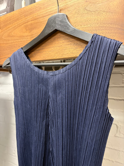 Issey Miyake ‘Pleats Please’ Navy Blue Tank Top