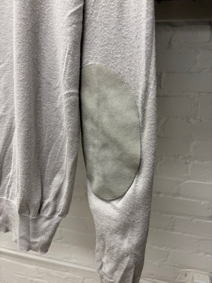 SS2020 Maison Margiela Grey Wool Knit Sweater with Suede Elbow Patches
