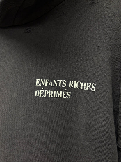 Enfants Riches Deprimes Washed Grey Thermal Lined Logo Hoodie