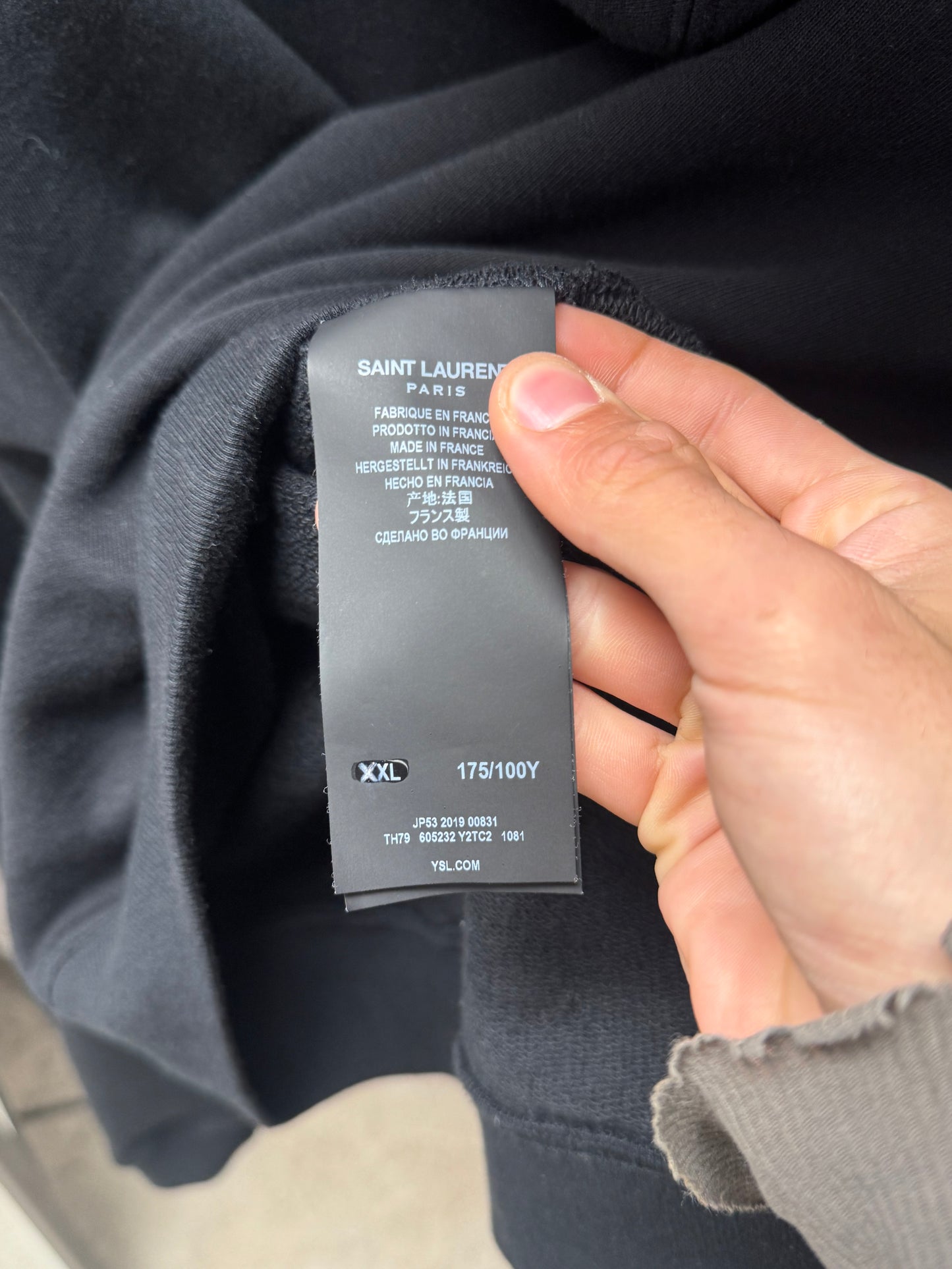 2019 Saint Laurent ‘Western Studded’ Black Cotton Zip-Up Hoodie