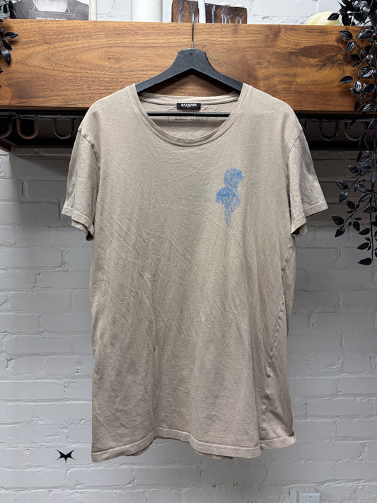 SS2012 Balmain ‘Lion Crest’ Light Cotton Chest Logo T-Shirt