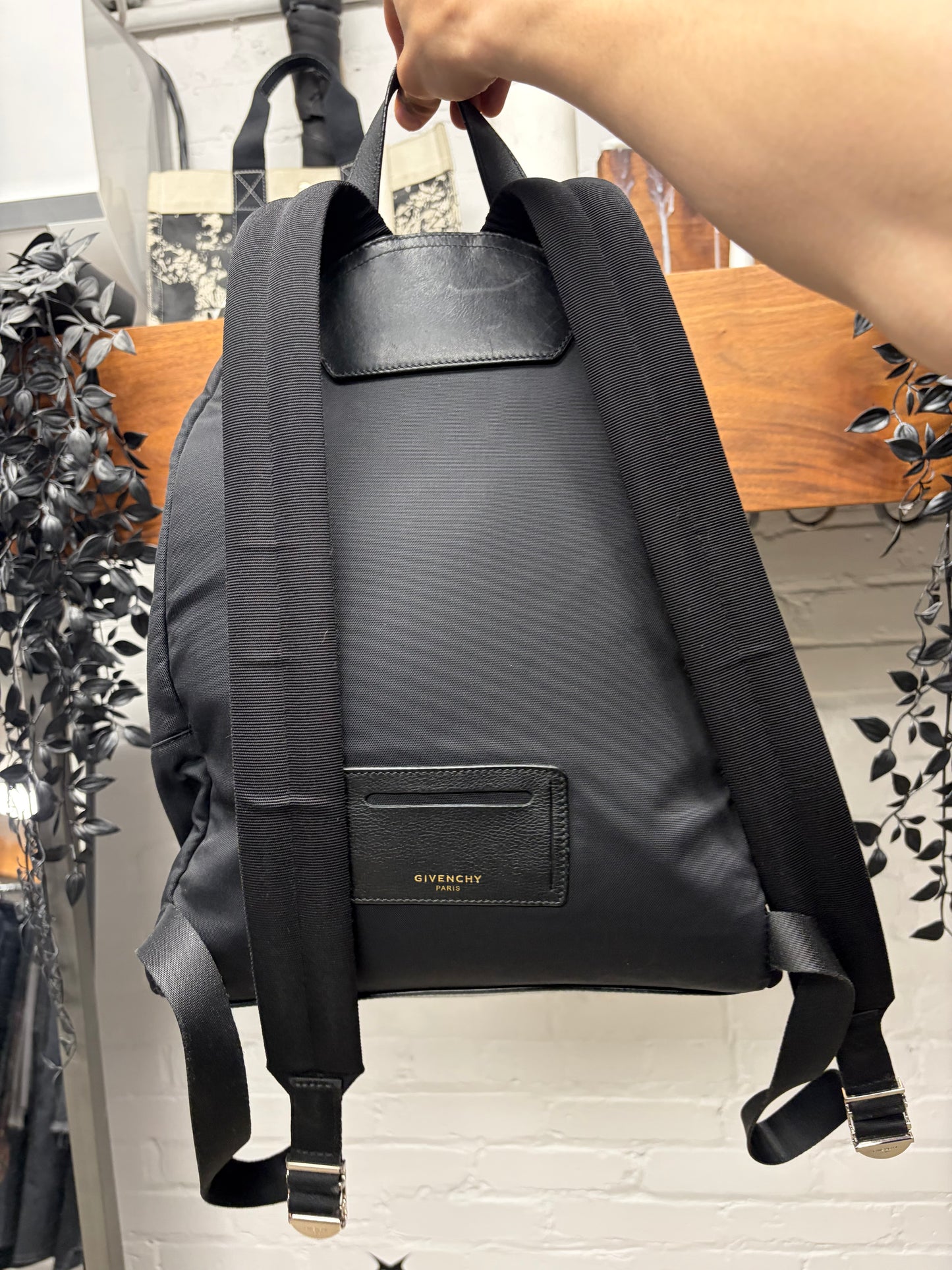 Givenchy Paris Distressed Black Nylon Backpack