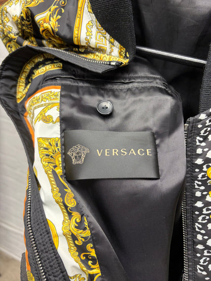 Versace ‘Baroque’ Full Print Gold/Black Silk Bomber Jacket