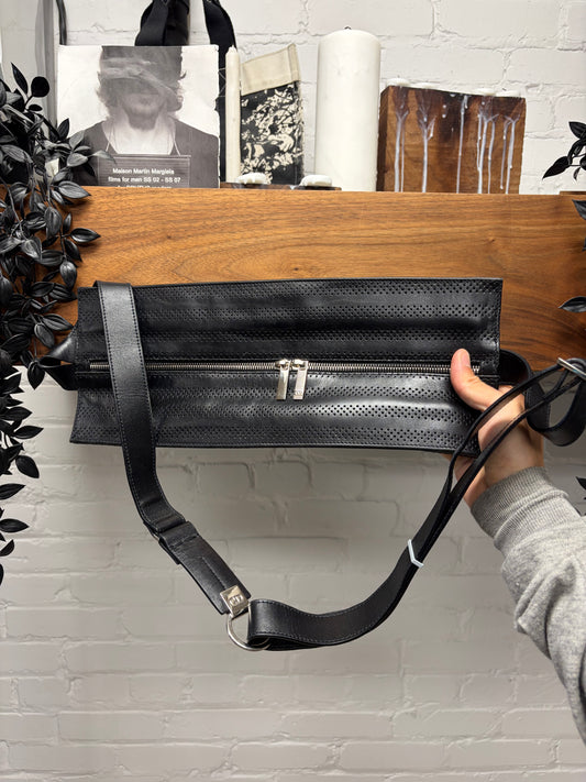 AW2009 Dior Homme Perforated Black Leather Sling Bag