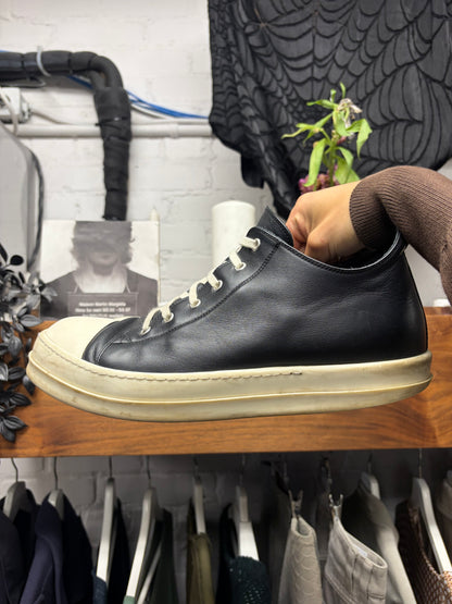 Rick Owens ‘Ramones’ Black/Milk Leather Low Top Sneakers