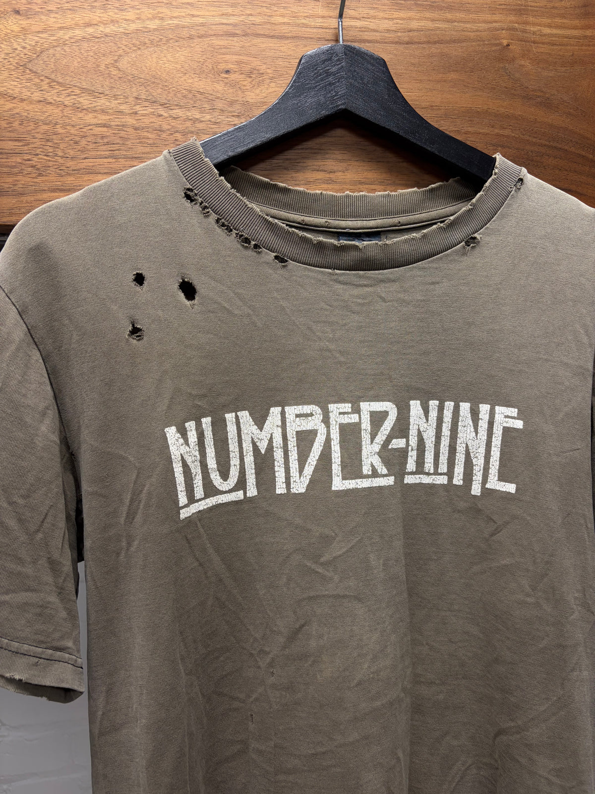 SS2005 Number (N)ine ‘Nightcrawler’ Shotgun Distressed Brown Led Zepplin Tribunal Logo T-Shirt