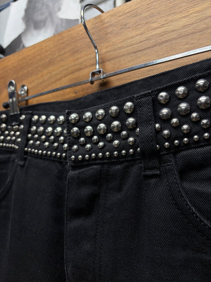 2011 Prada ‘Studded Waistband’ Silver Detailed Black Skinny Jeans