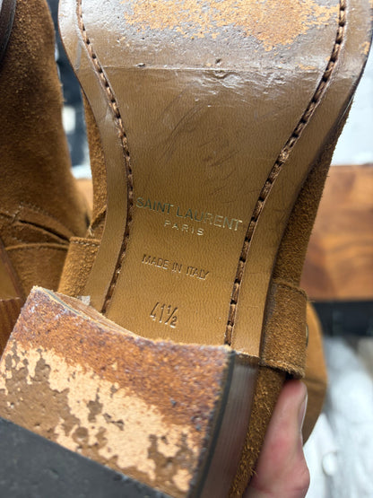 Saint Laurent ‘Wyatt’ Harness Brown Suede Chelsea Boots