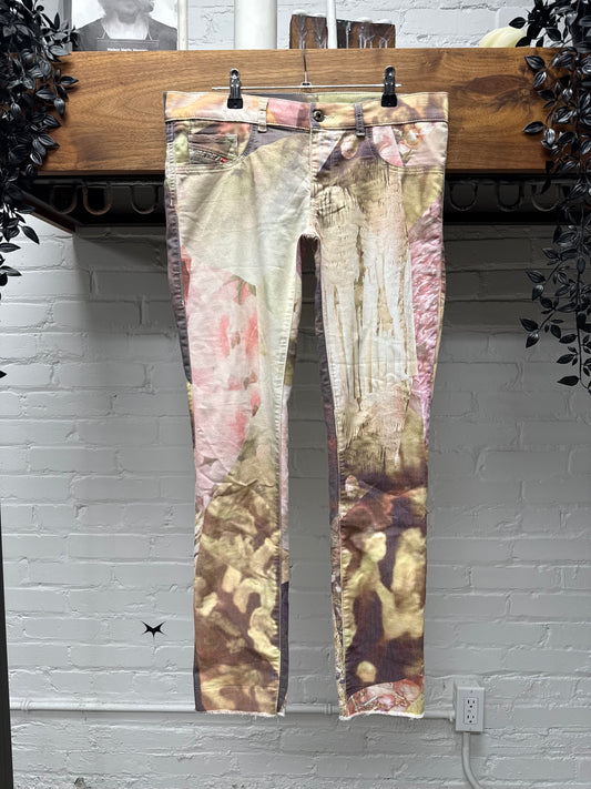 Diesel Slim Cut Low Waisted Full Print Denim