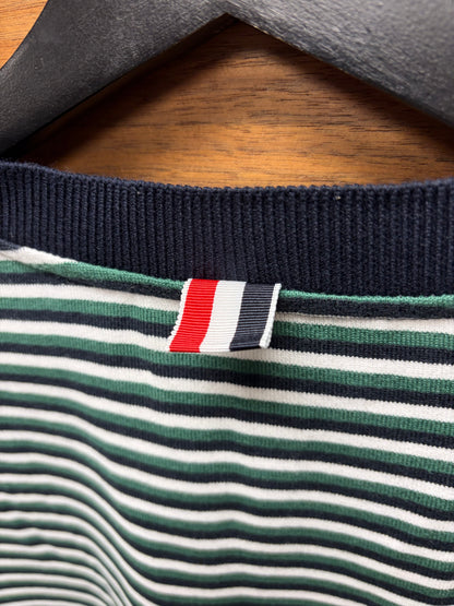 Thom Browne Green/White Patch Logo ‘Ringer’ Short Sleeve Shirt