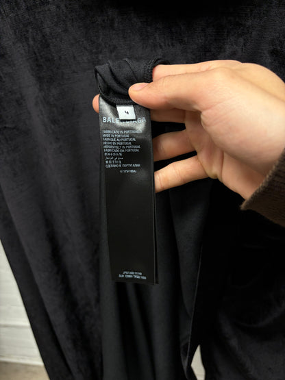 AW2022 Balenciaga Black Velour Pullover Hoodie