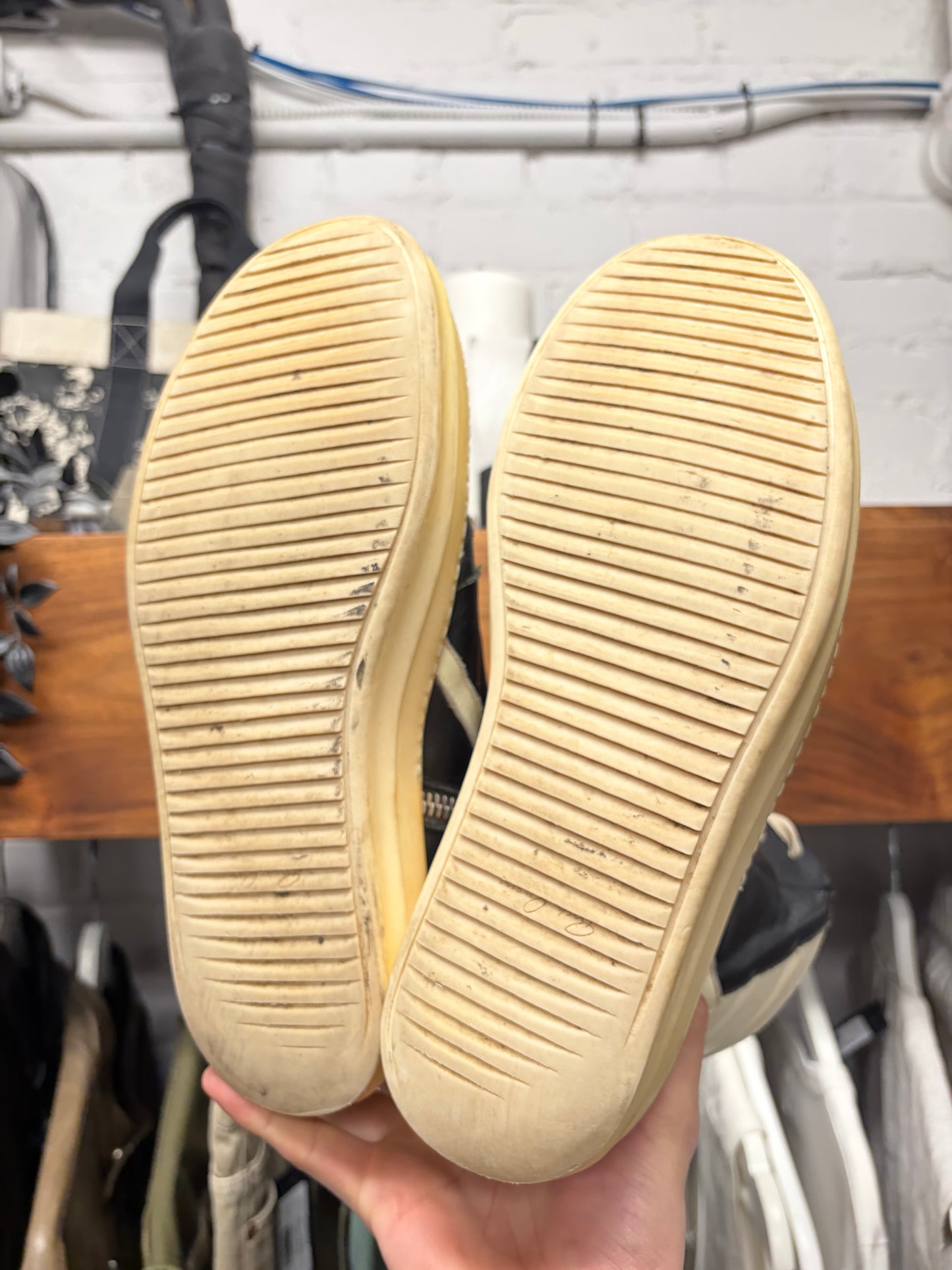 Rick Owens Geobasket Black/Milk Calf Leather High Top Sneakers