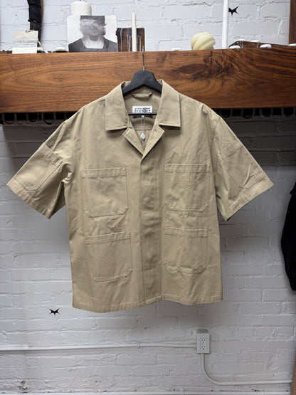 Maison Margiela Gabardine Embroidered Logo Collared Shirt