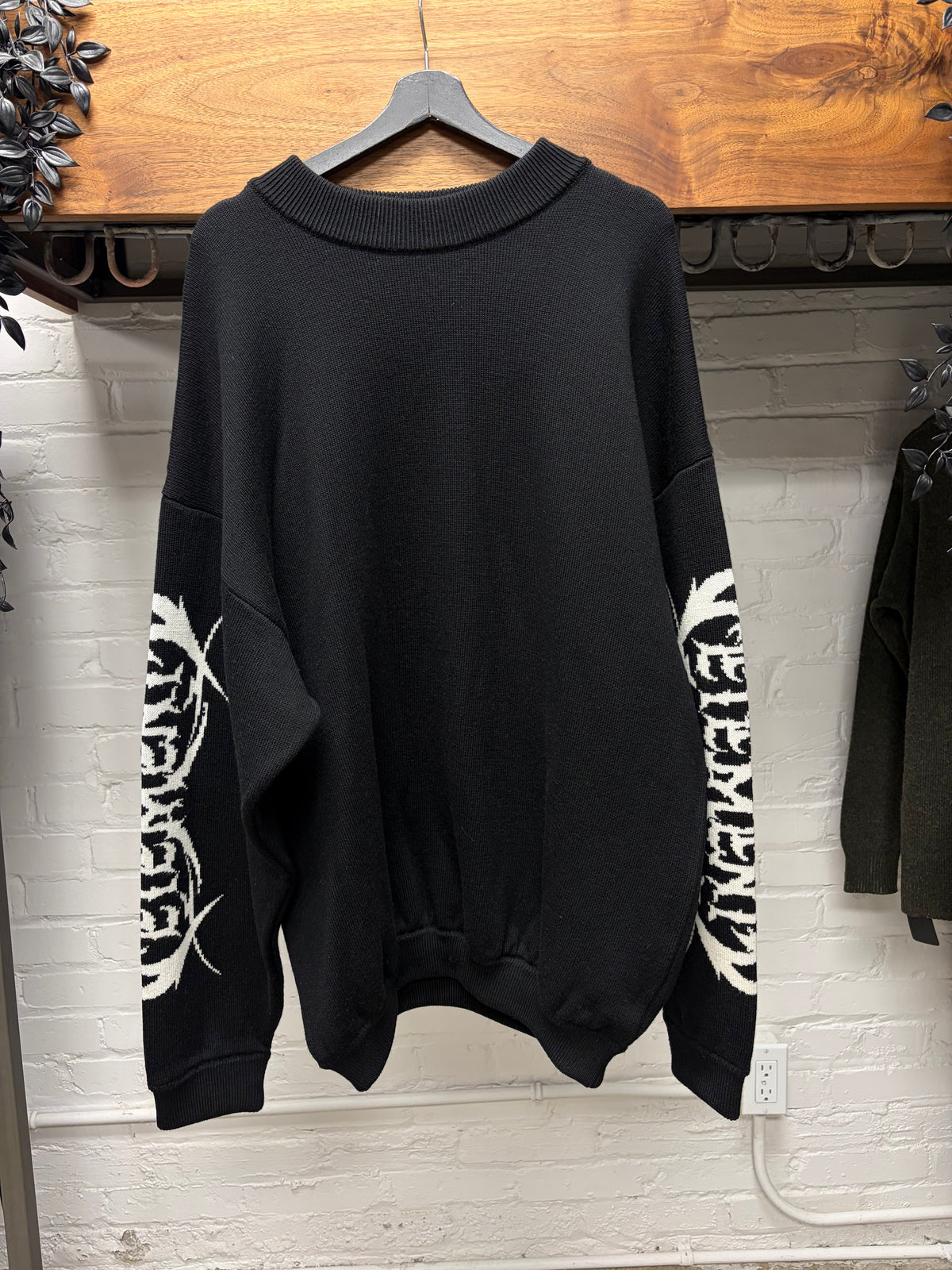 Vetements Drop Shoulder Black Wool ‘Gothic Logo’ Sweater