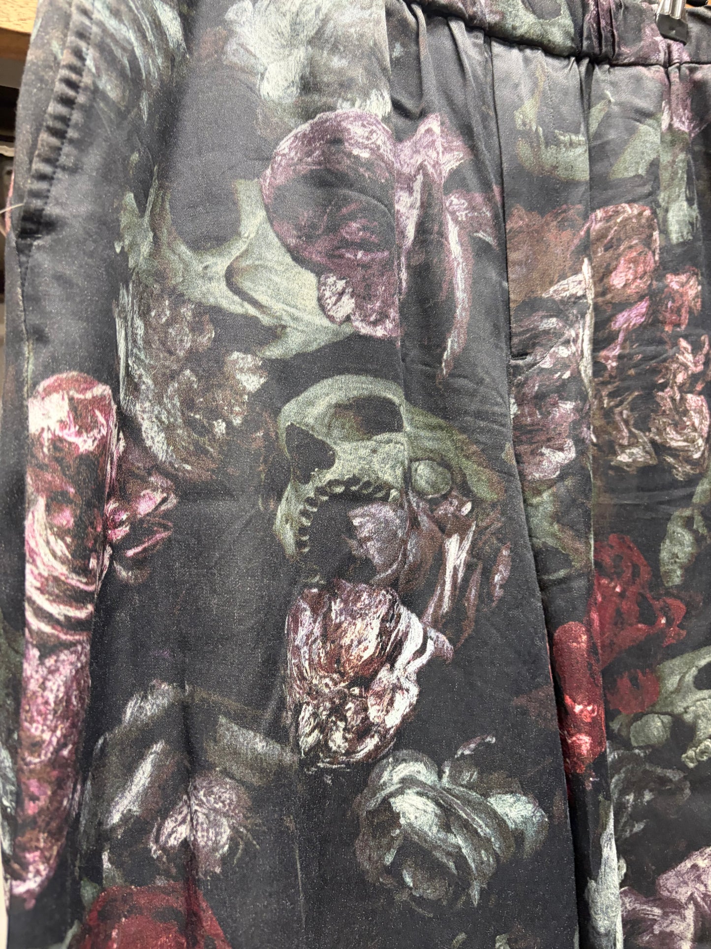 Lad Musician Skull/Floral Full Print Lightweight Wide Leg Pants