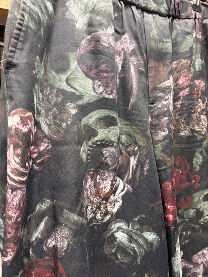 Lad Musician Skull/Floral Full Print Lightweight Wide Leg Pants
