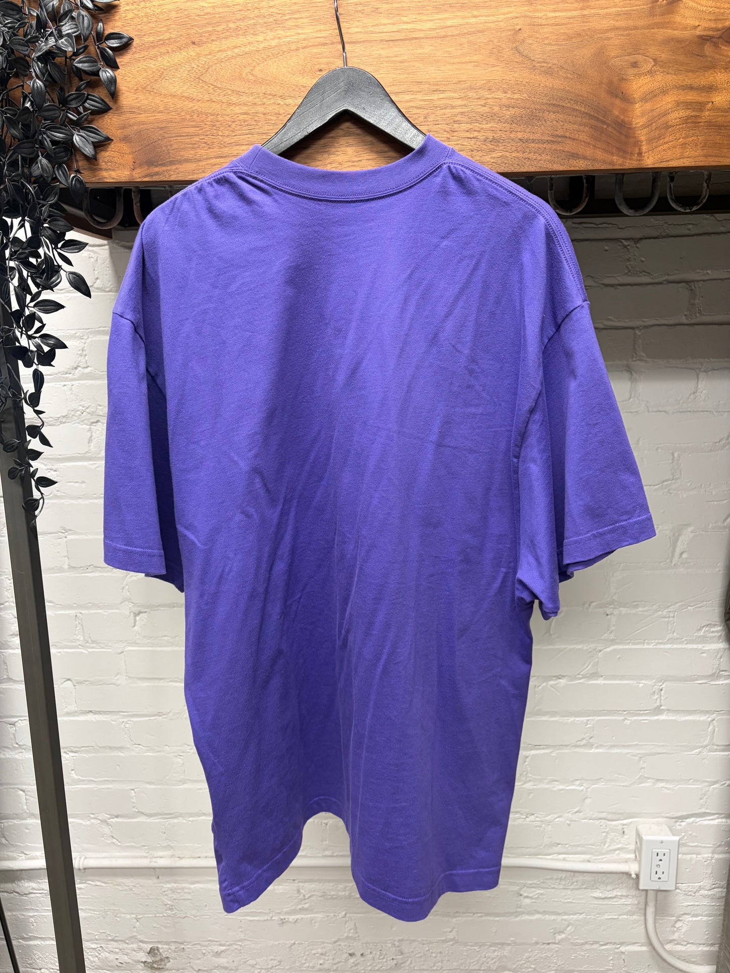 2021 Balenciaga ‘Bébé’ Purple Rhinestone Oversized T-Shirt