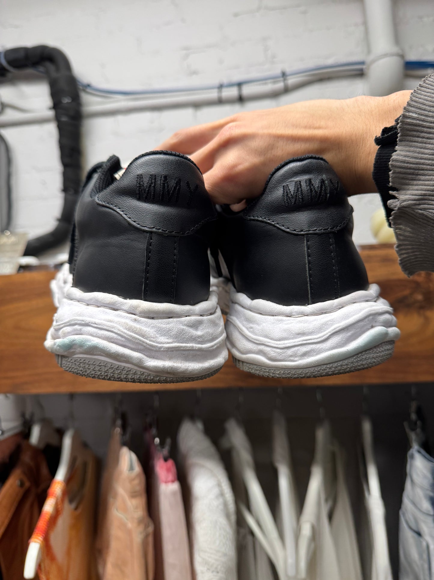 Mihara Yasuhiro ‘Melted’ Black/White Leather Low Top Sneakers