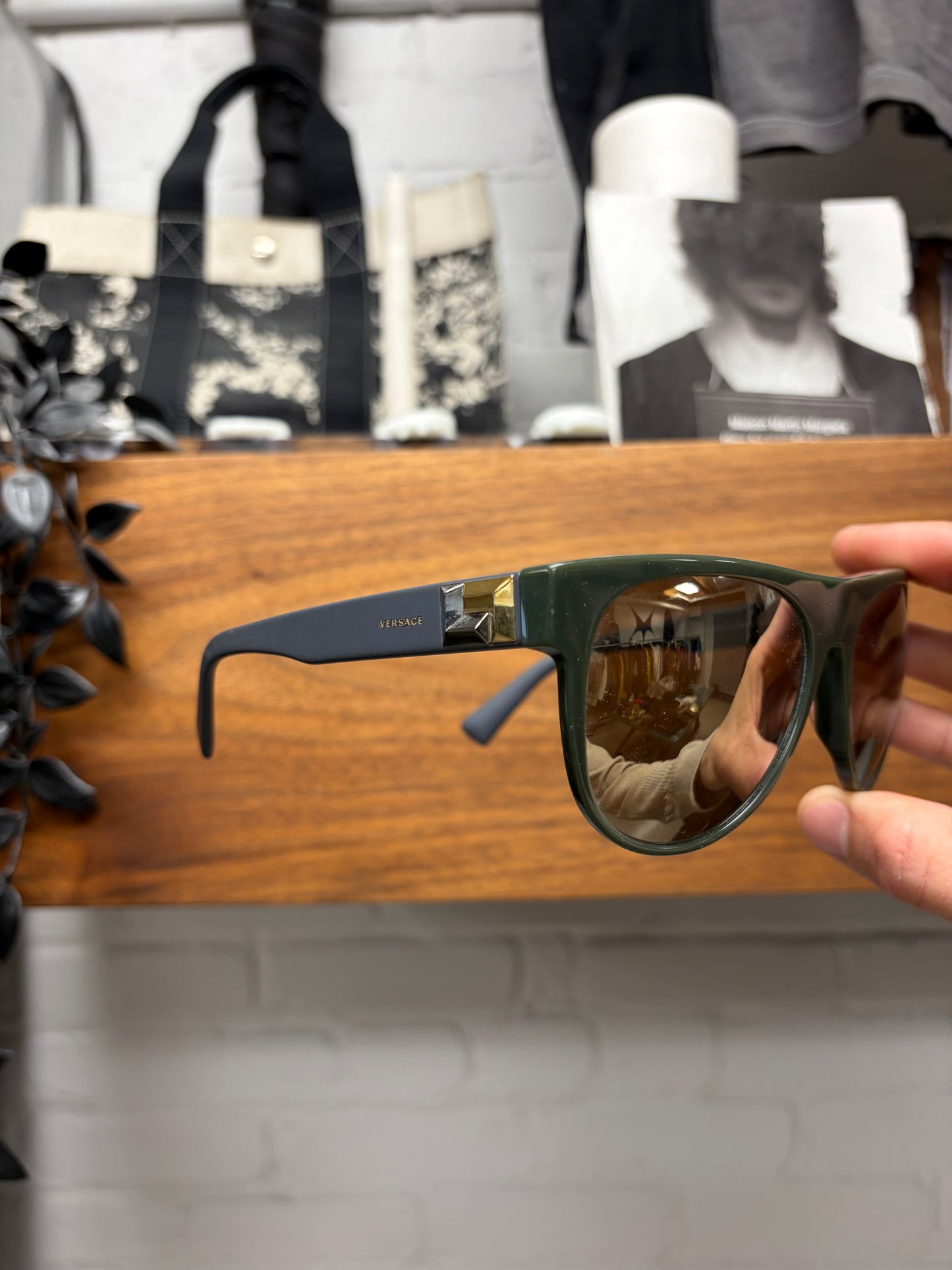 Versace Dark Green/Gold Aviator Sunglasses
