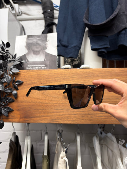 Saint Laurent Half Rim Tortoiseshell Brown Sunglasses