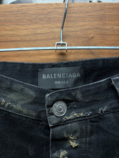 AW2023 Balenciaga ‘Mudshow’ Thrash Distressed Wide Leg Denim