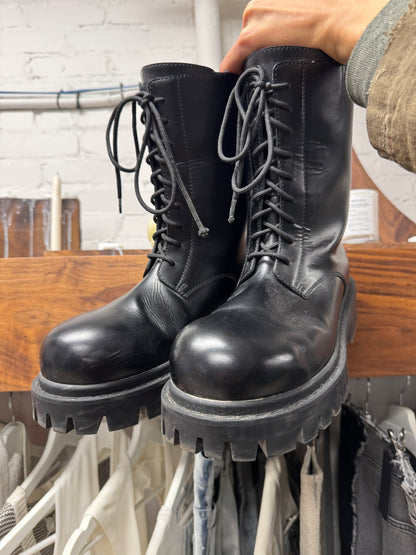 Balenciaga Black Calfskin Leather ‘Sergent’ Combat Boots