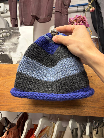 Chrome Hearts Leopard Double Cross Patch Cashmere Striped Beanie with .925 Silver Hardware