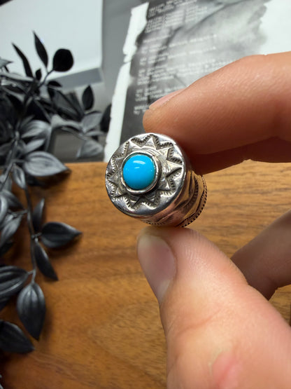 Kapital Silver Lip Balm Cap with Genuine Turquoise Inset Stone Centrepiece