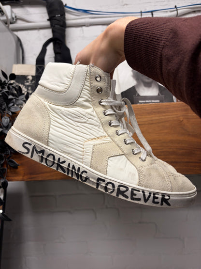 Saint Laurent ‘Smoking Forever’ White Court High Top Sneakers