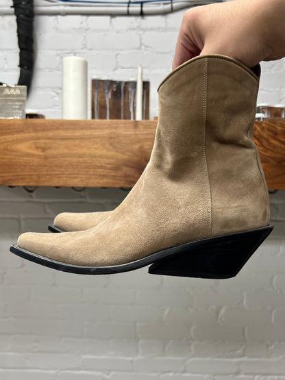 Ann Demeulemeester Brown Suede Cuban Heel Boots